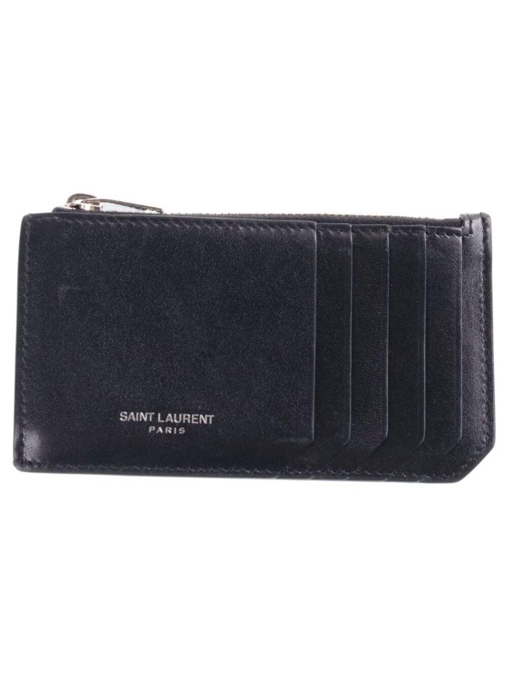 Saint Laurent Paris Round Zip Card Case Black